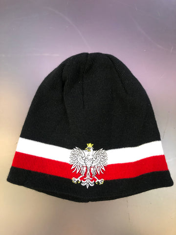 Polish Polska  Knit Winter Hat -Black/Red /White With  Eagle- Made in Poland