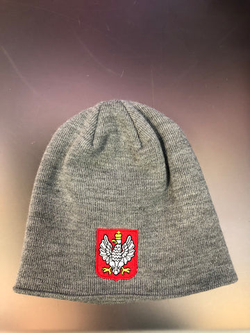 Polish Polska  Knit Winter Hat Grey With  Eagle- Made in Poland