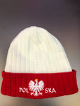 Polish Polska 1 Knit Winter Hat -WHITE/RED With  Eagle- Made in Poland