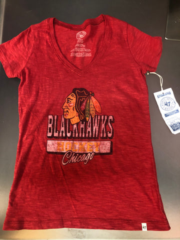 Chicago Blackhawks Womens Black Marathon Short Sleeve T-Shirt in