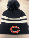 Chicago Bears Men's New Era Striped Cuffed Pom Knit Winter Hat - Navy