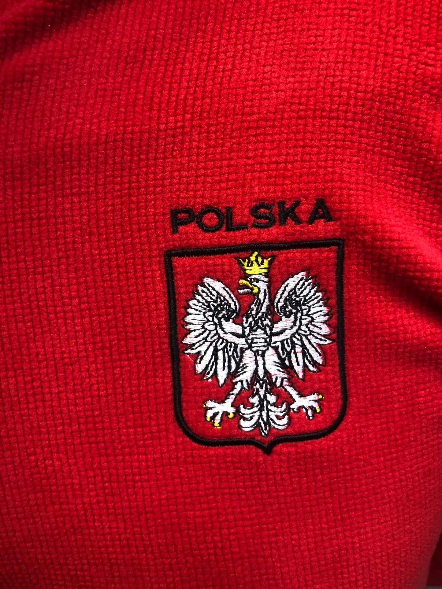 Antigua Polska Glacier Quarter Zip Pullover Fleece - Red with Polska Eagle Emblem MEN'S