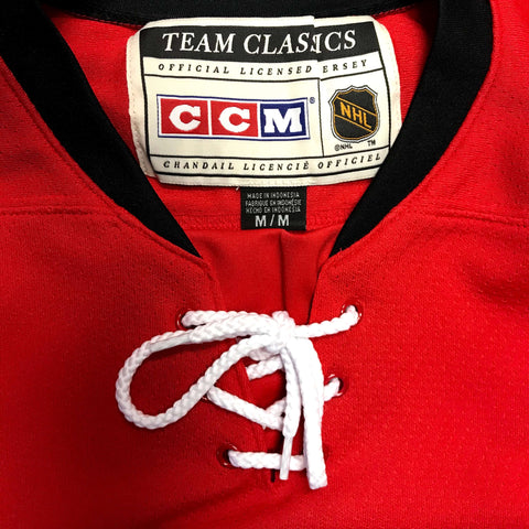 CCM Chicago Blackhawks Men's Red Long Sleeve Jersey Crew Top