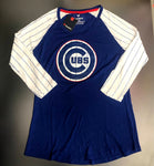 Chicago Cubs MLB Women  Fanatics Pinstripes 3/4 Sleeve Shirt