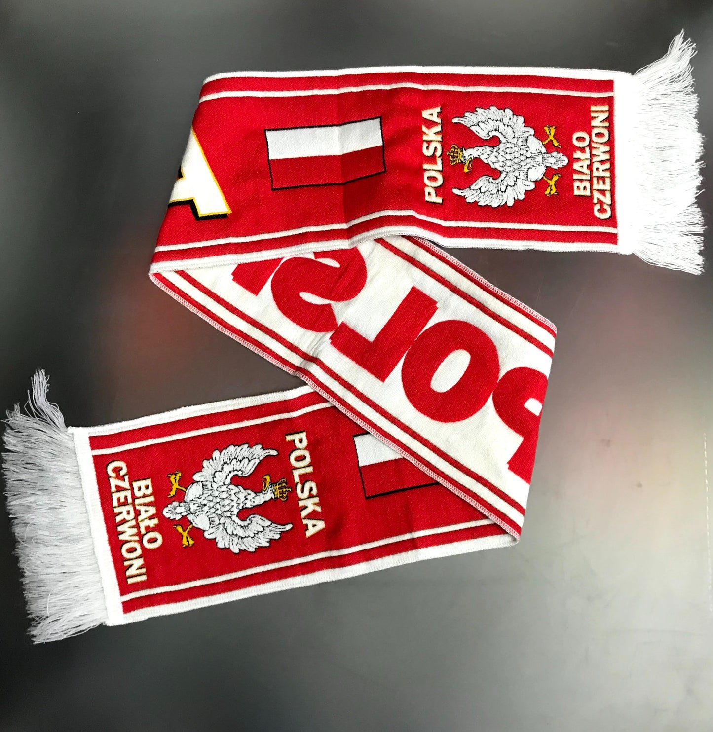 Polska Poland National Team Country Pride Scarf - Red Double-Sided Knitted. MADE IN POLAND.