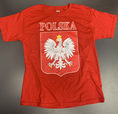 Poland Polska Red Youth Eagle Crest  T-Shirt