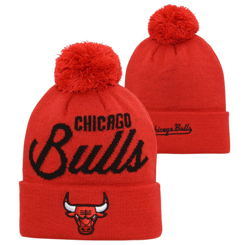 Chicago Bulls Red Cuffed Knit Hat with Pom - Youth
