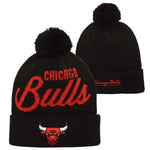 Chicago Bulls Black Cuffed Knit Hat with Pom - Youth