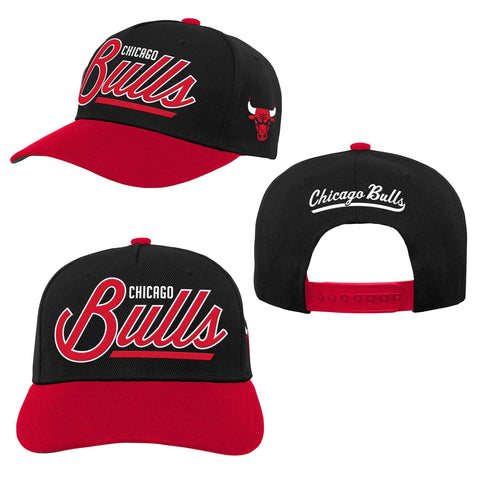 Youth Mitchell & Ness Red Chicago Bulls Retro Script Precurved  Hat