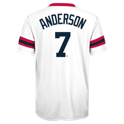 Youth Chicago White Sox Tim Anderson White/Navy Cooperstown Player Sublimated Tee