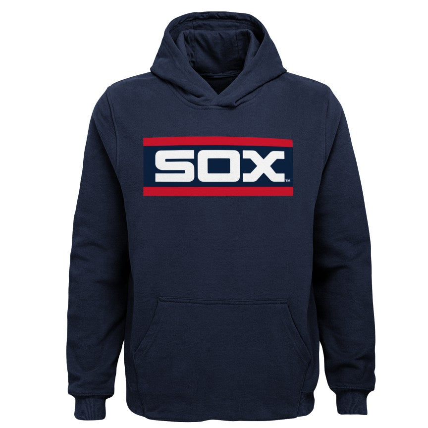 Chicago White Sox  Kids Cooperstown Navy Striped Headline  Hoodie