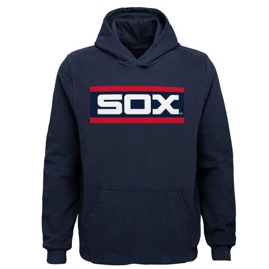 Chicago White Sox Youth Cooperstown Navy Striped Headline  Hoodie