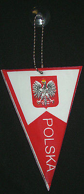 Polish Polska Poland pennant mini NEW suction cup hanging glass or window 6" in