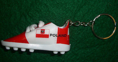 Poland Soccer Shoe Key Chain Red and White Polish Polska
