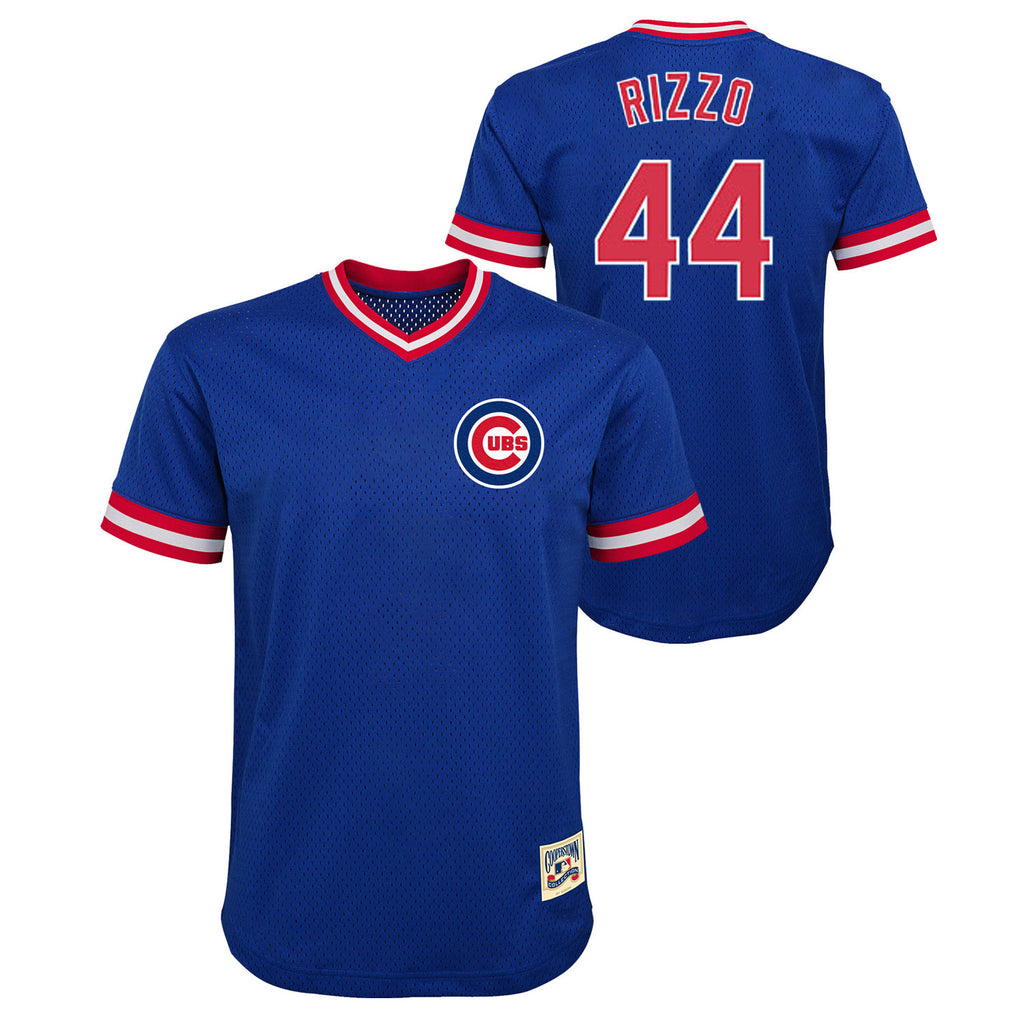 Chicago Cubs Youth Anthony Rizzo Cooperstown Mesh Replica Jersey Blue