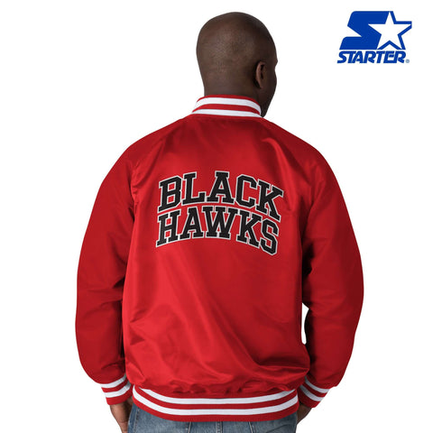 Retro Button-up Blackhawks Starter Red Chicago Jacket