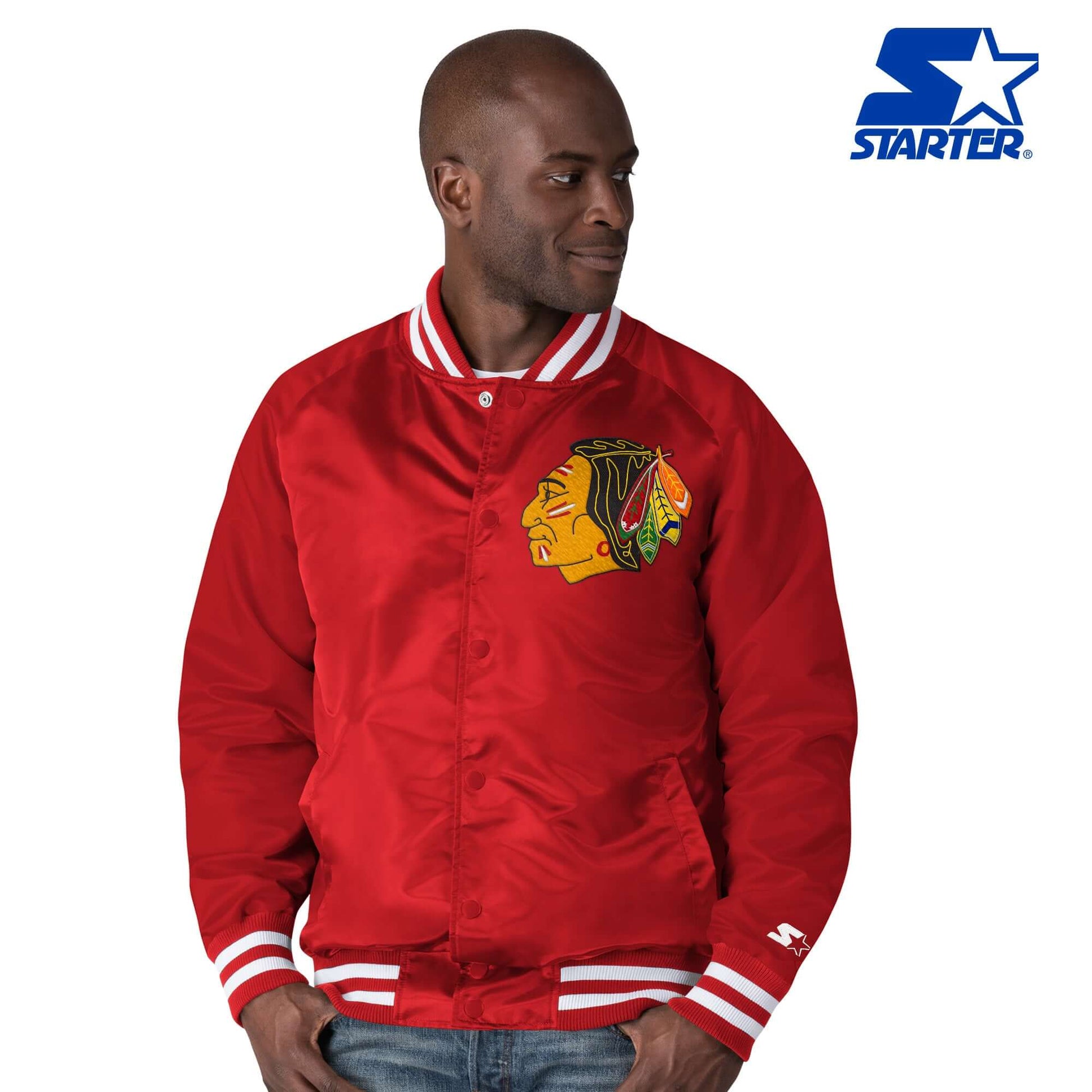 Chicago Blackhawks Red Retro Starter Button-up Jacket