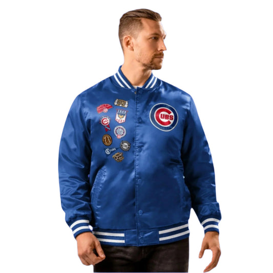 Chicago Cubs Standard Royal  Varsity Starter Jacket With 9 embroided patches