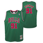 Chicago Bulls Youth Dennis Rodman #91 1995-96 Green  Jersey Hardwood Classic Swingman