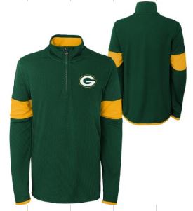 Green Bay Packers Youth 1/4 Zip Pullover Sweater - Green