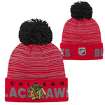 Chicago Blackhawks adidas Youth Team Logo Cuffed Knit Hat with Pom - Red