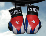 Republic of Cuba Boxing Gloves Mini Olympics Soccer Mirror Car Hanging 2"x4"in