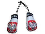 Poland Polish Boxing Gloves Mini Olympics Soccer Mirror Car Hanging 2" x 4"