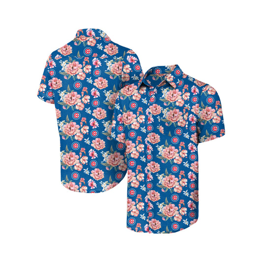 Chicago Cubs Floral Button Up Hawaiian Shirt by FOCO