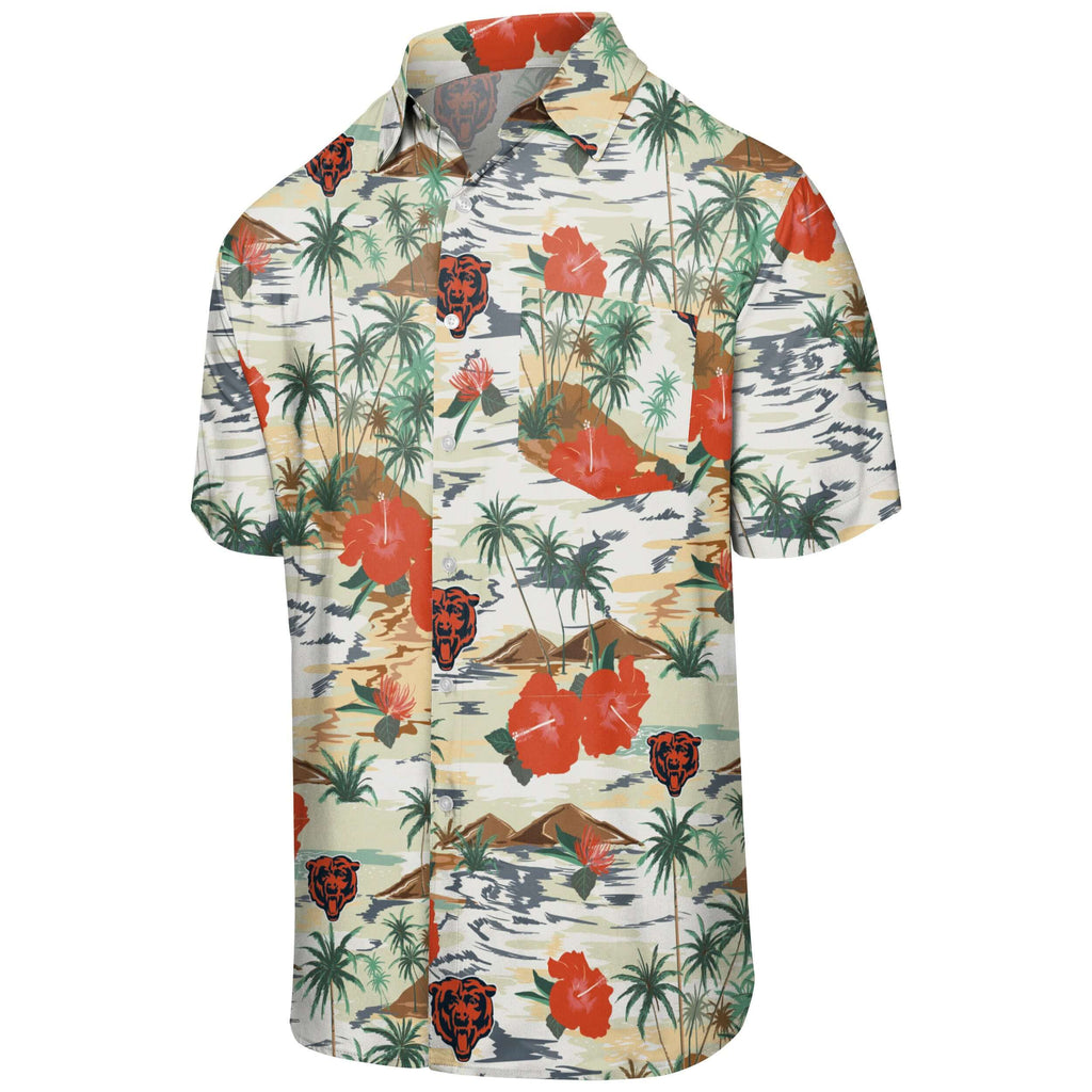 FOCO Chicago Cubs Floral Button Up Shirt