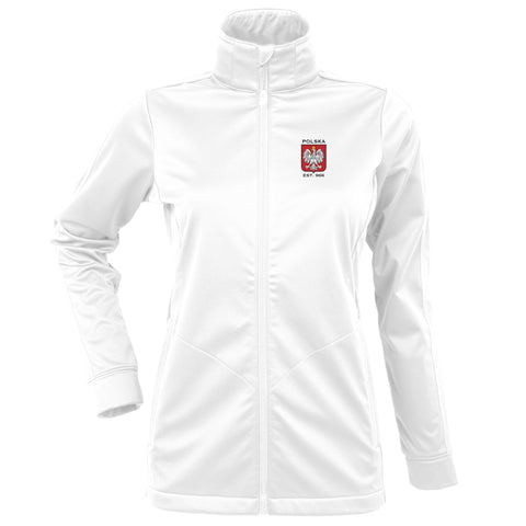 Women's Poland White Full Zip Antigua Golf Jacket Polska Eagle