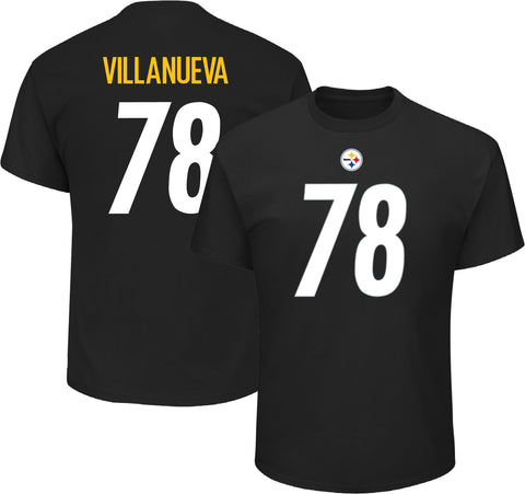 Men's Pittsburgh Steelers Alejandro Villanueva #78 NFL Black Player Icon Name & Number T-Shirt