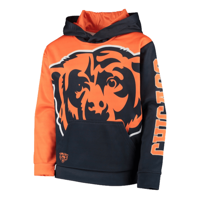 Chicago Bears Youth Quarterback Sneak Pullover Hoodie Navy/Orange