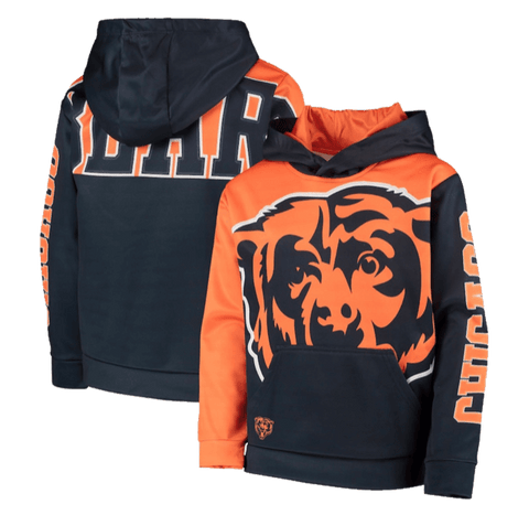 Chicago Bears Youth Quarterback Sneak Pullover Hoodie - Navy/Orange