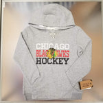 Chicago Blackhawks Youth Gray Laced Hoodie with Distressed Logo