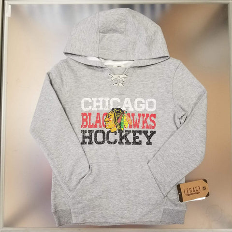 Chicago Blackhawks Youth Legends Pullover Sweatshirt - Heathered Gray