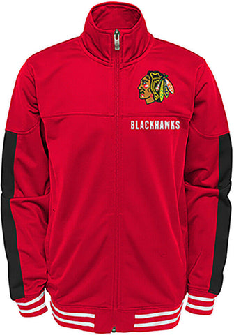Chicago Blackhawks NHL Youth Red Goal Line Long Sleeve Track Jacket - Red