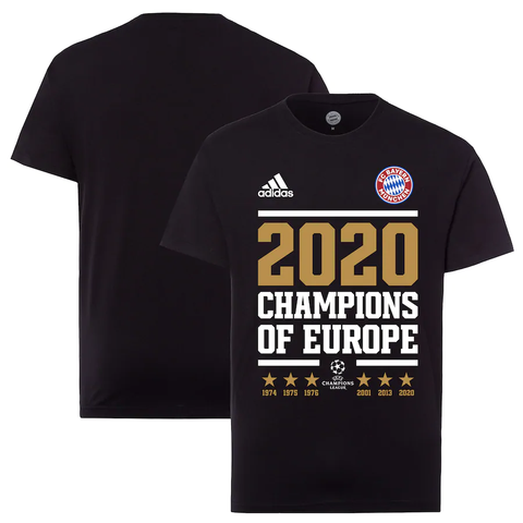 FC Bayern Munich Adidas Champions League Champions of Europe 2020 Shirt - Black