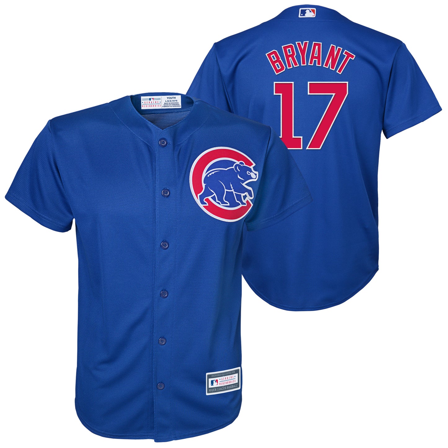 Chicago Cubs Youth Majestic #17 Kris Bryant Home Stitched Jersey - Blue