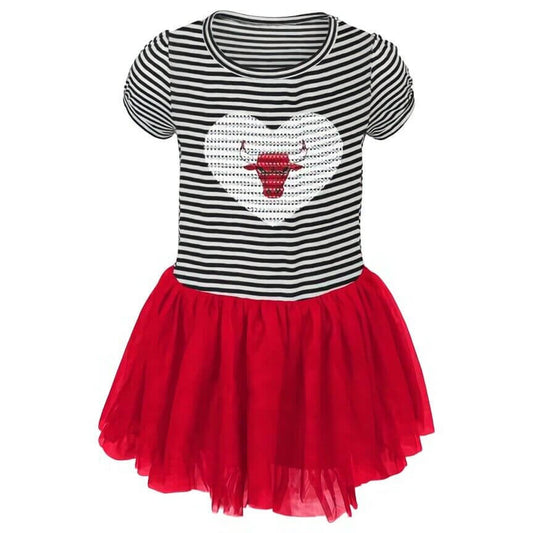 Chicago Bulls Girls Striped INFANT /KIDS  Sequin Striped Tutu Dress