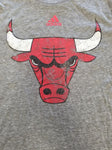 Youth Chicago Bulls Distressed Logo Grey T-Shirt NBA Adidas Official Tee