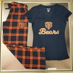 Chicago Bears Women's Pajama Concepts Sport Troupe V-Neck T-Shirt & Pants Sleep Set- Navy/Orange