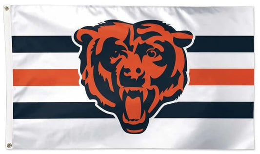 Chicago Bears NFL Big Logo Deluxe Flag 3x5 - White Striped