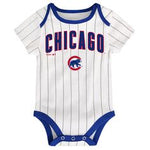 Chicago Cubs Infant Baby 3 Piece Body Suit Set "Lil' Jersey" White 3 Pack