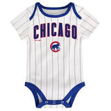 Chicago Cubs Infant Baby 3 Piece Body Suit Set "Lil' Jersey" White 3 Pack