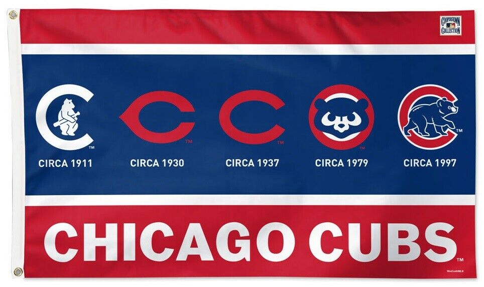 Chicago Cubs Logo Evolution Deluxe Team Flag (3'x5')