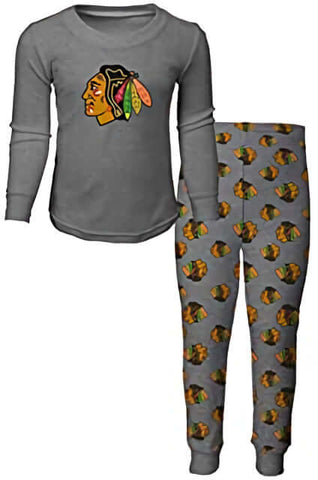Chicago Blackhawks Youth Gray Pajama Shirt and Pants Set
