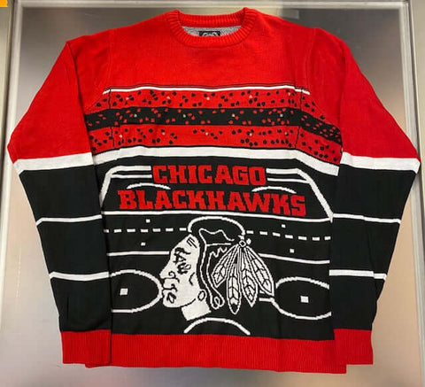 Chicago Blackhawks NHL Light Up Ugly Sweater -Black/Red