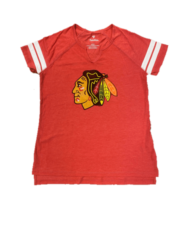 NHL Women's Chicago Blackhawks Iconic Athena Red Lace-Up T-Shirt