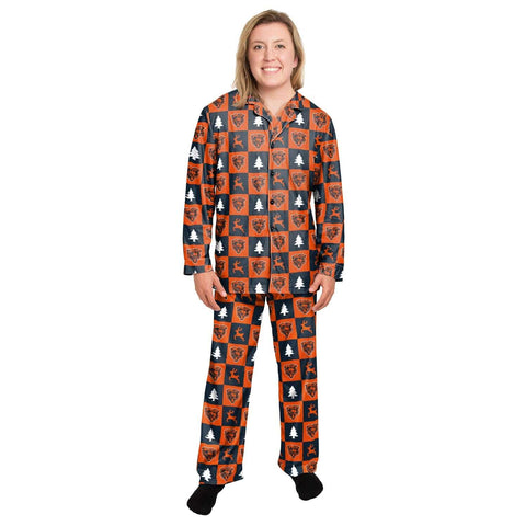 Chicago Bears Laddies Button-up FOCO Royal Winter Pajamas