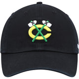Men's Chicago Blackhawks '47 Black Tomahawk Logo Clean Up Adjustable Hat